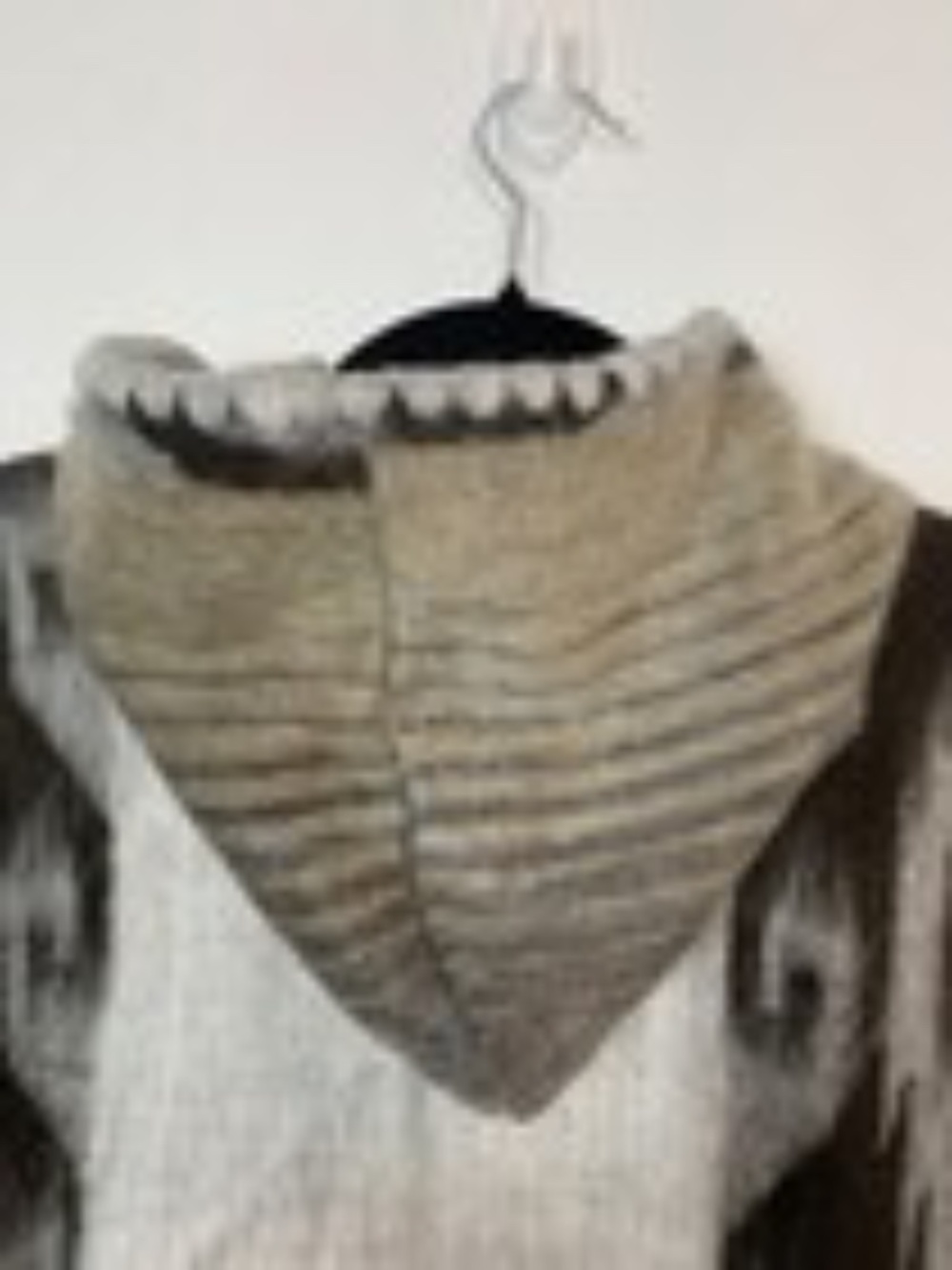 Alpaca Wool Blend Poncho with Hood Brown Gray Cream One Size Western Boho Unisex - Picture 12 of 12